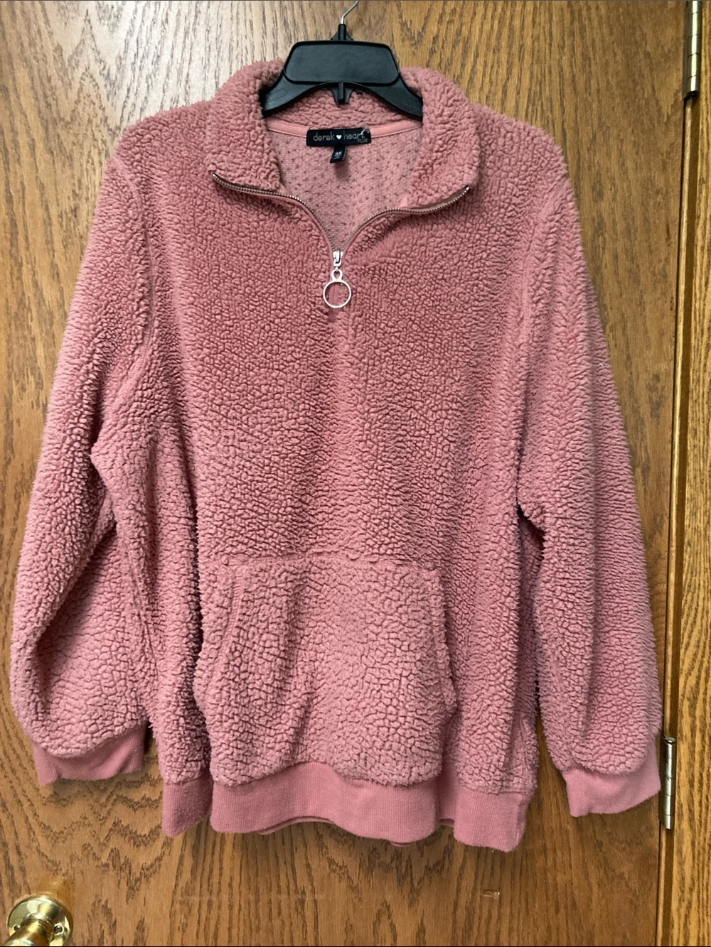 Derek Heart Dusty Rose Teddy Sherpa Quarter-Zip Pullover